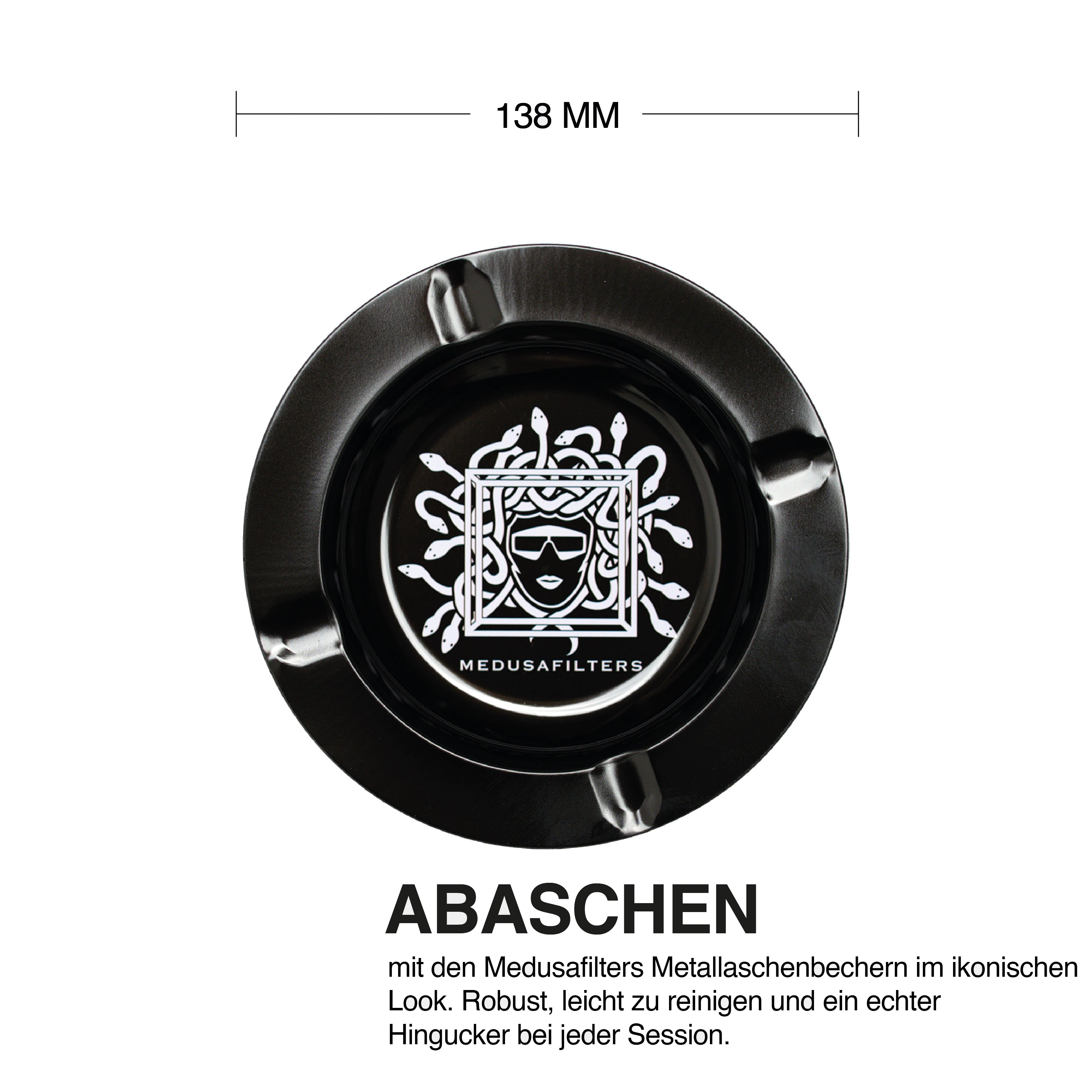 Medusafilters Aschenbecher Black – Maße und Details