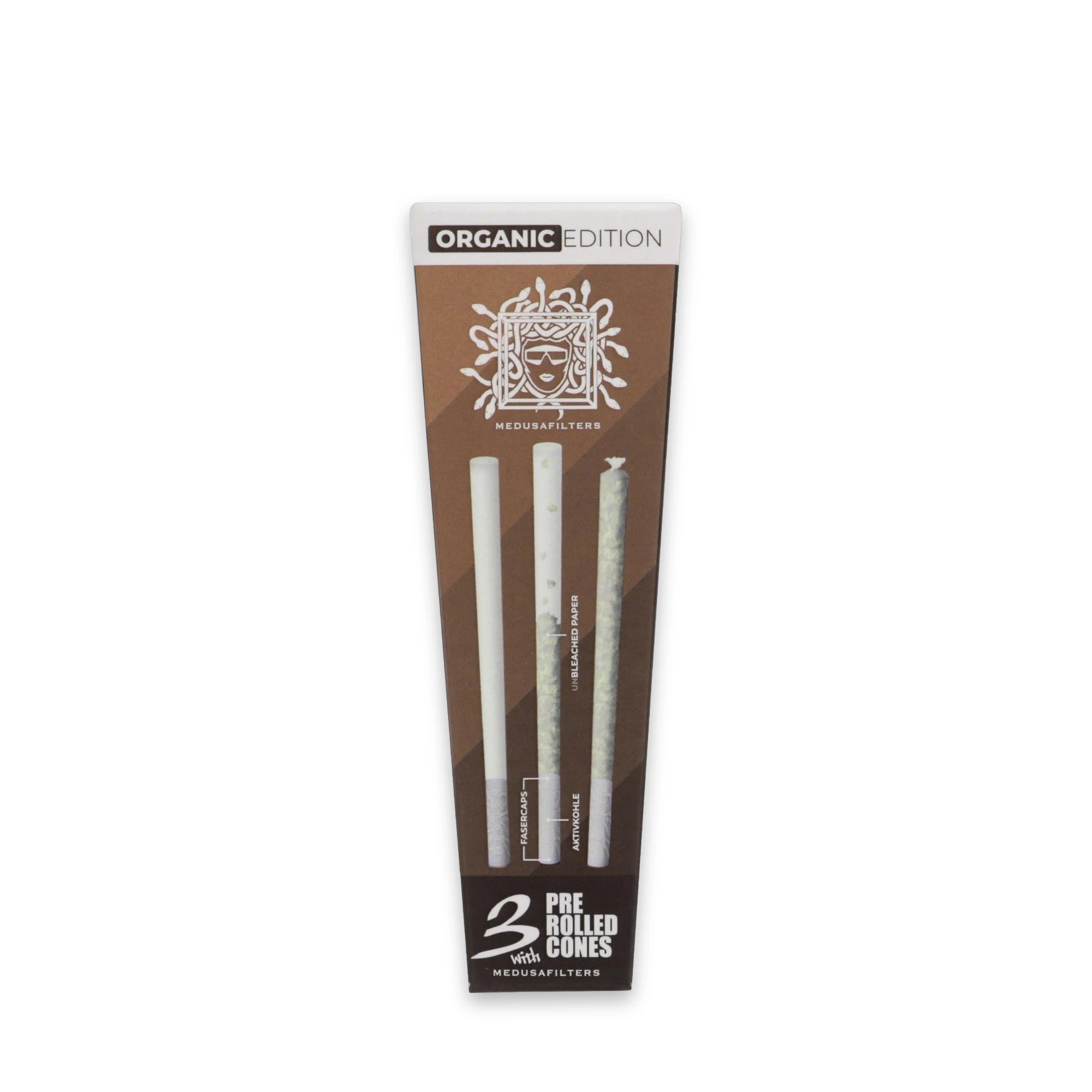 Medusafilters Pre-Rolled Cones Organic Edition – 3 Stück mit Aktivkohlefilter