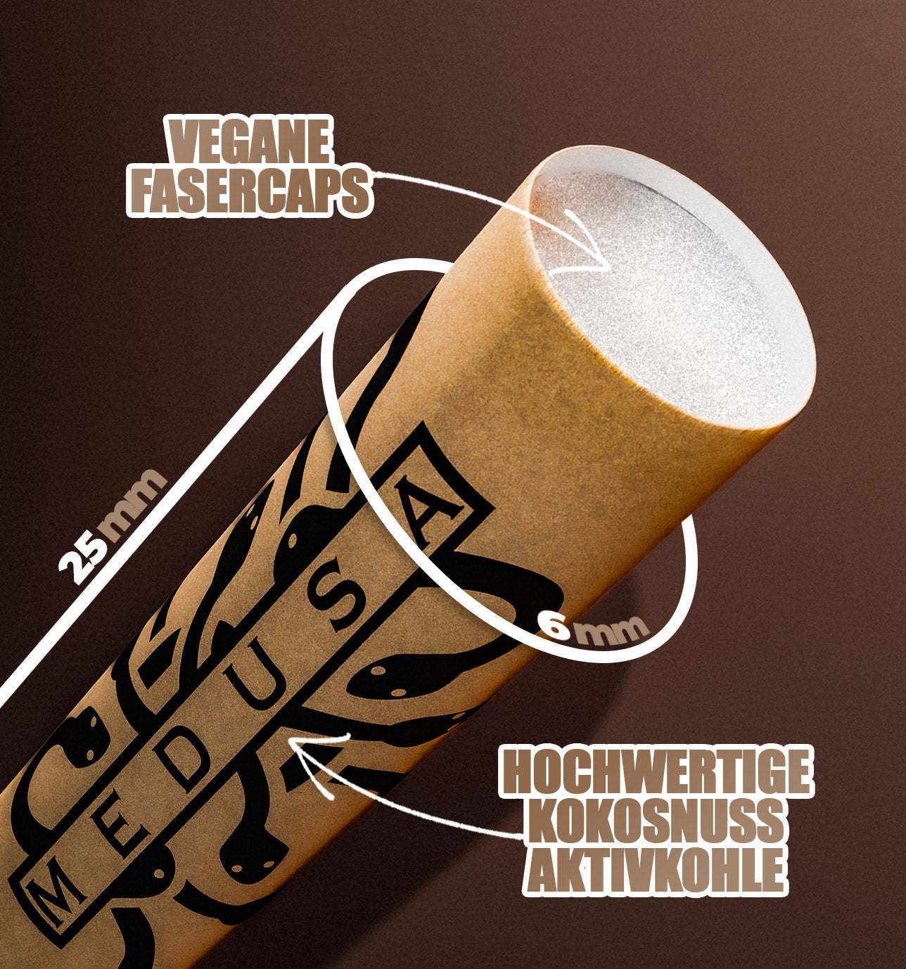 Medusafilters Premium Aktivkohlefilter mit Kokosnuss-Aktivkohle und veganen Fasercaps ORGANIC Edition Tip Size 6 mm