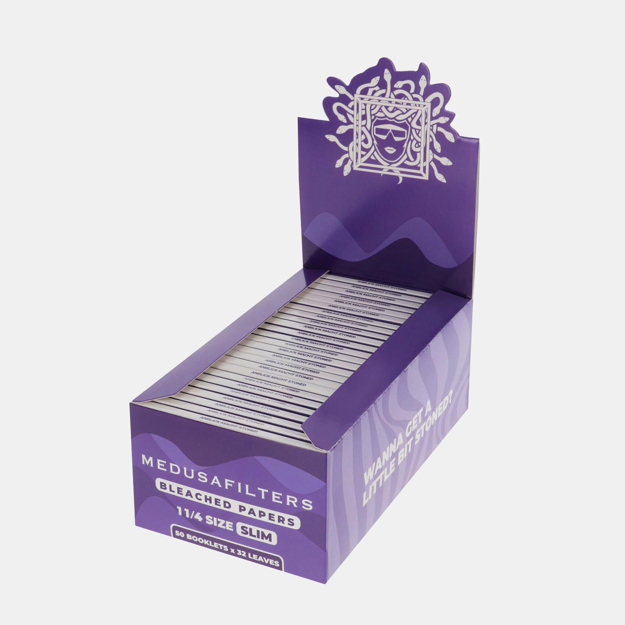 Medusafilters 50 x 32 x Shortpapers 1 1/4 Size Slim BLEACHED / gebleicht - Display geöffnet