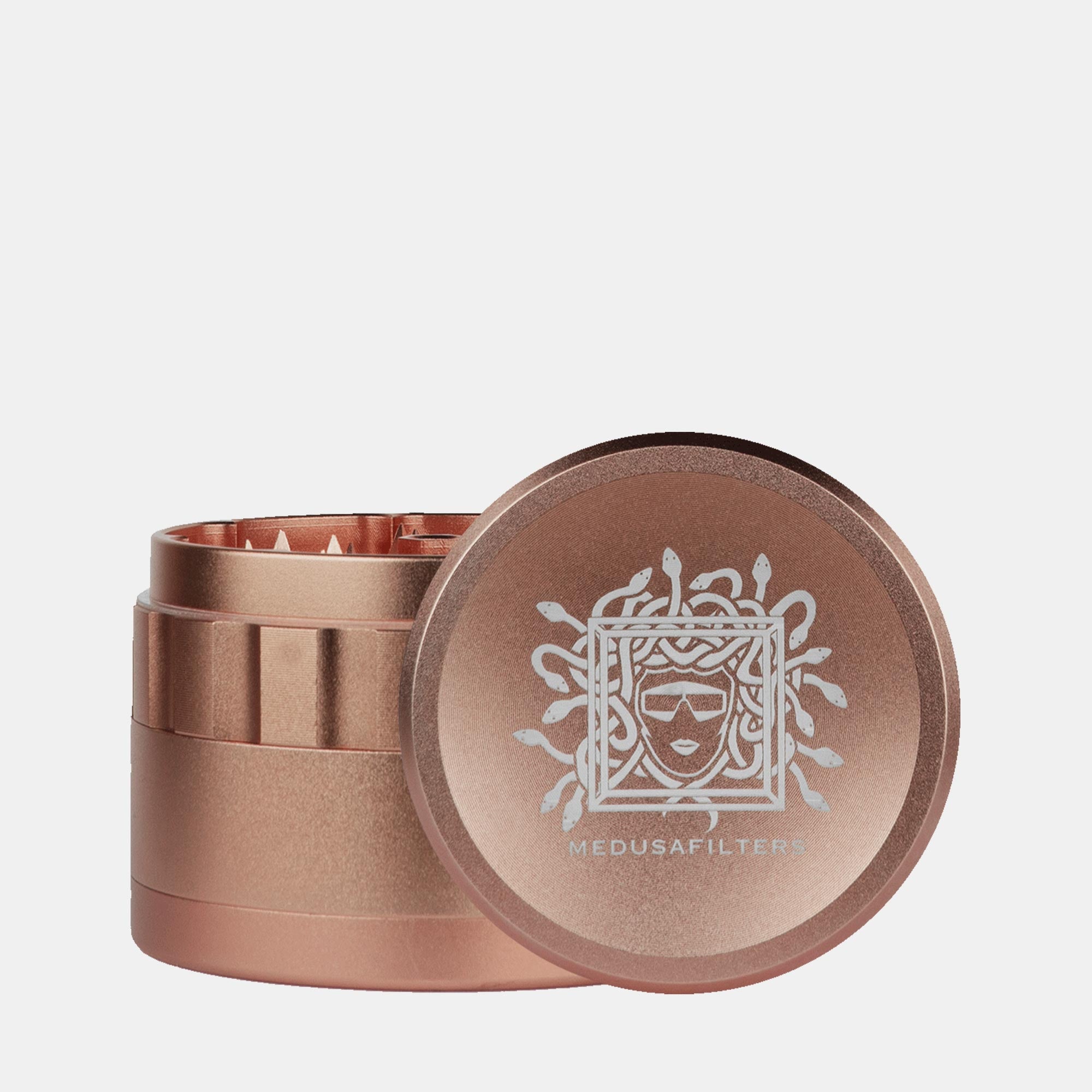 Medusafilters Spike Grinder aus eloxiertem Aluminium ROSĂ Edition Vorderseite
