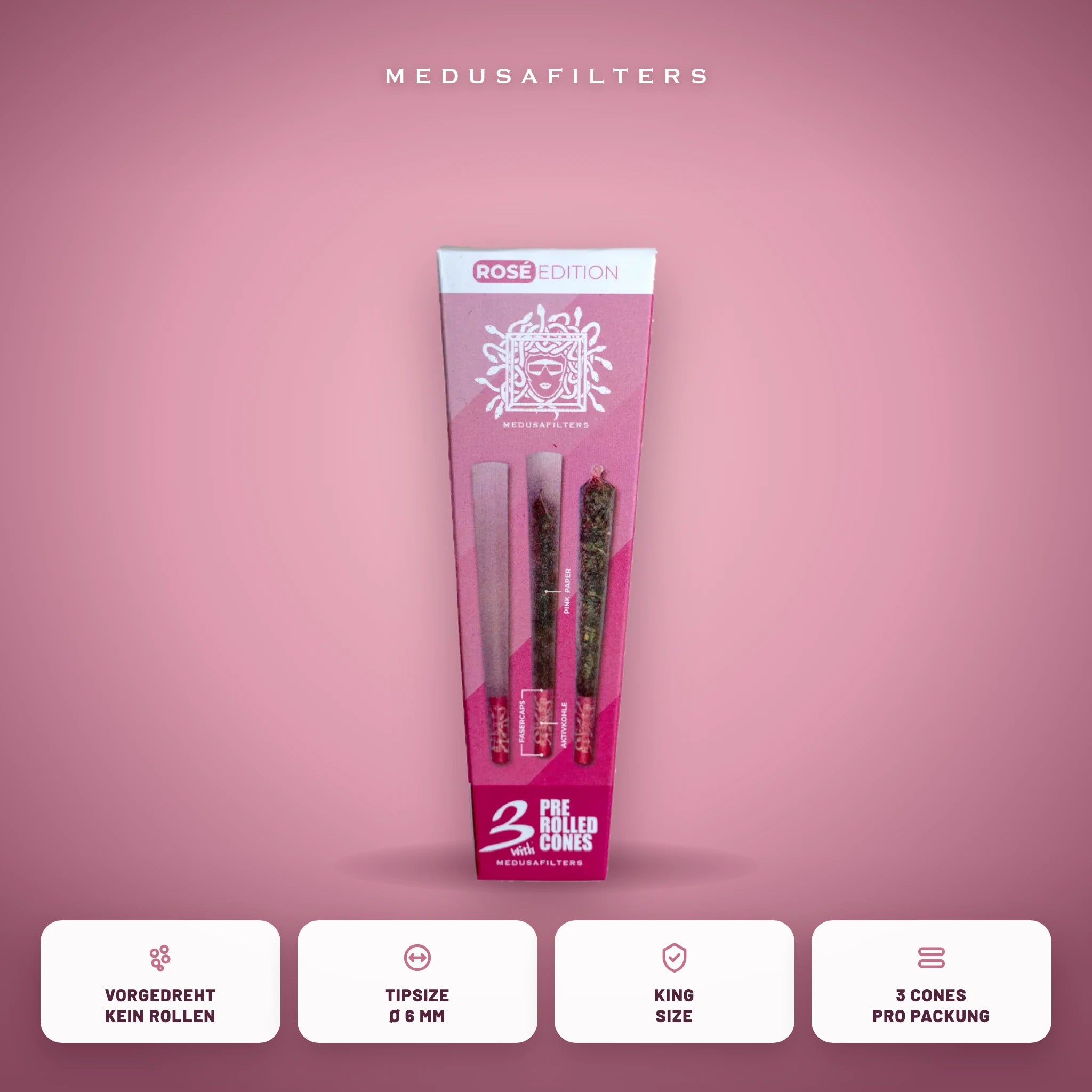 Medusafilters Pre-Rolled Cones ROSÉ – 3er Pack – Vorteile