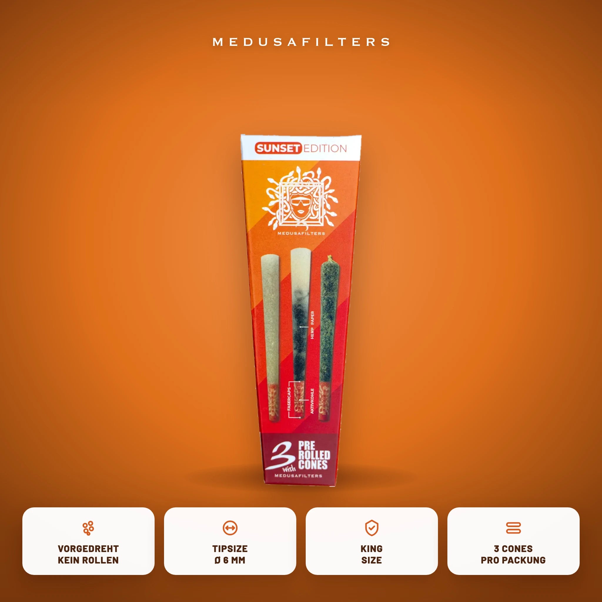 Medusafilters Pre-Rolled Cones SUNSET – 3er Pack – Vorteile