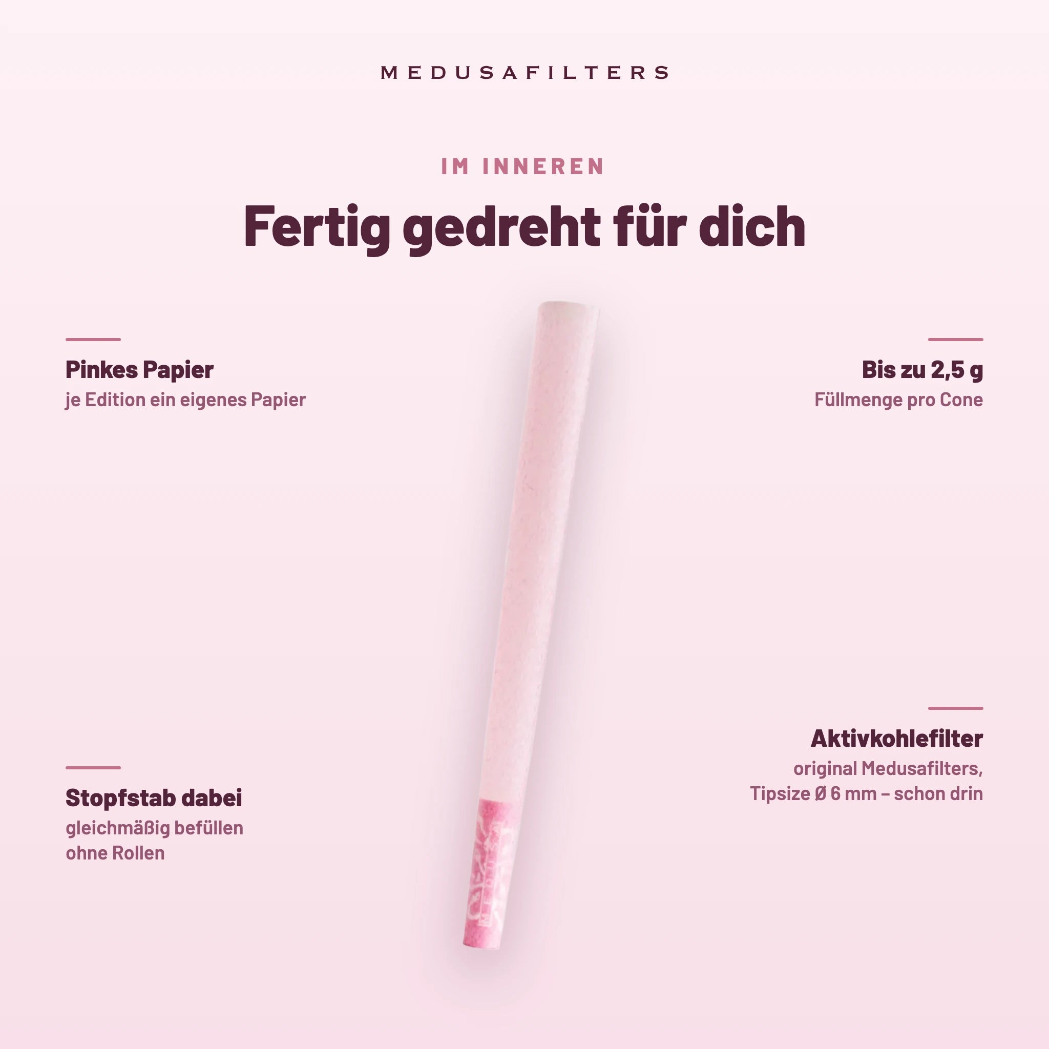 Medusafilters Pre-Rolled Cones ROSÉ – 6er Pack – Fertig gedreht für dich