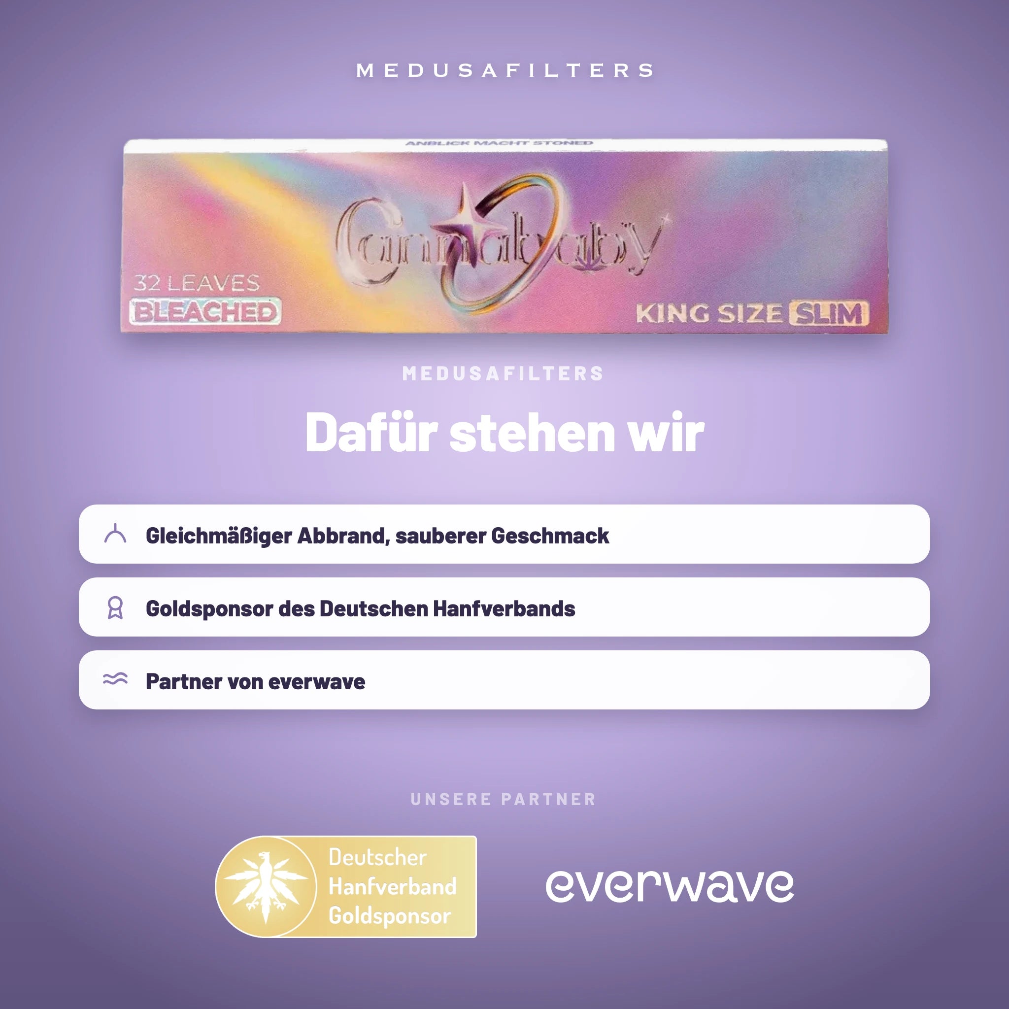Medusafilters Longpapers King Size Slim CANNABABY – 50er Display – Marke und Partner