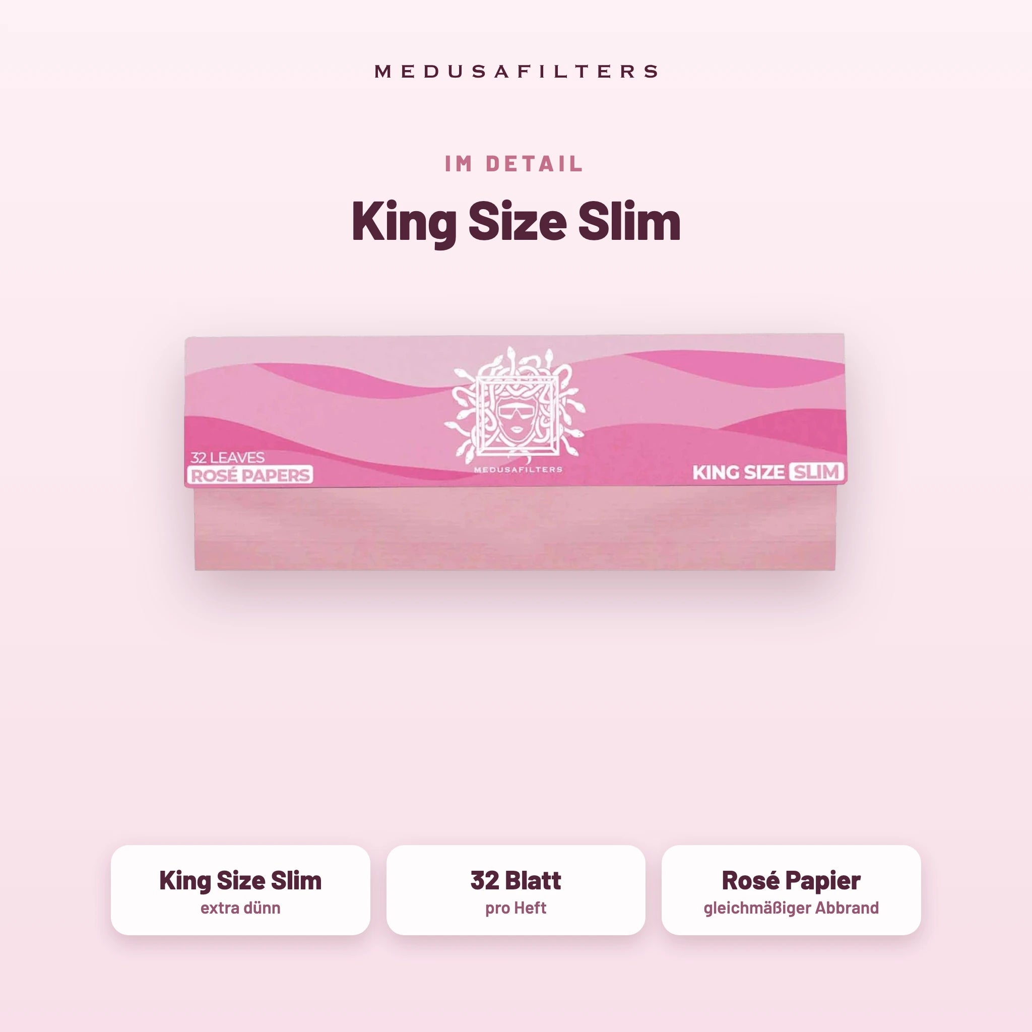 Medusafilters Longpapers King Size Slim ROSÉ – 10er Display – King Size Slim