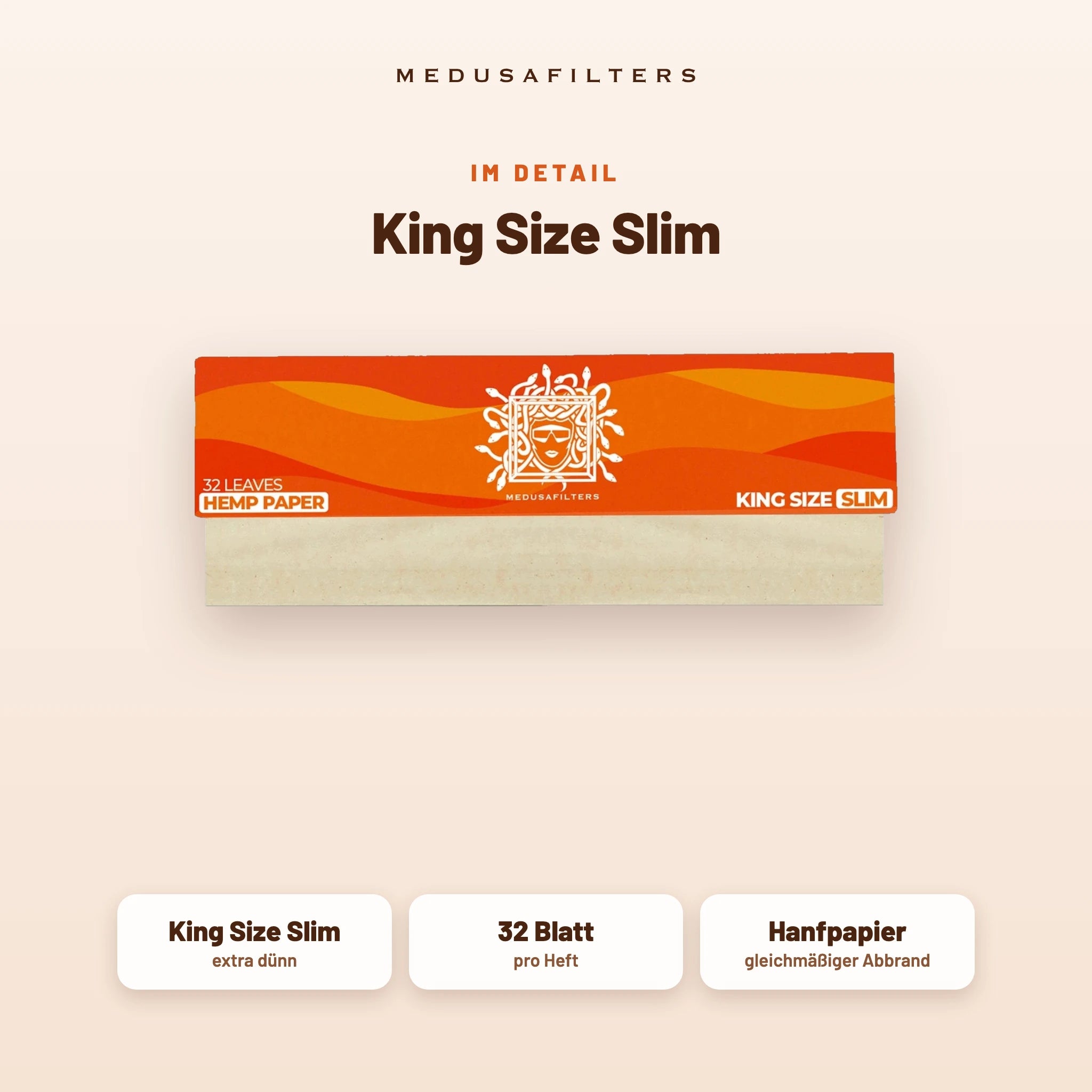 Medusafilters Longpapers King Size Slim SUNSET – 1 Heft – King Size Slim