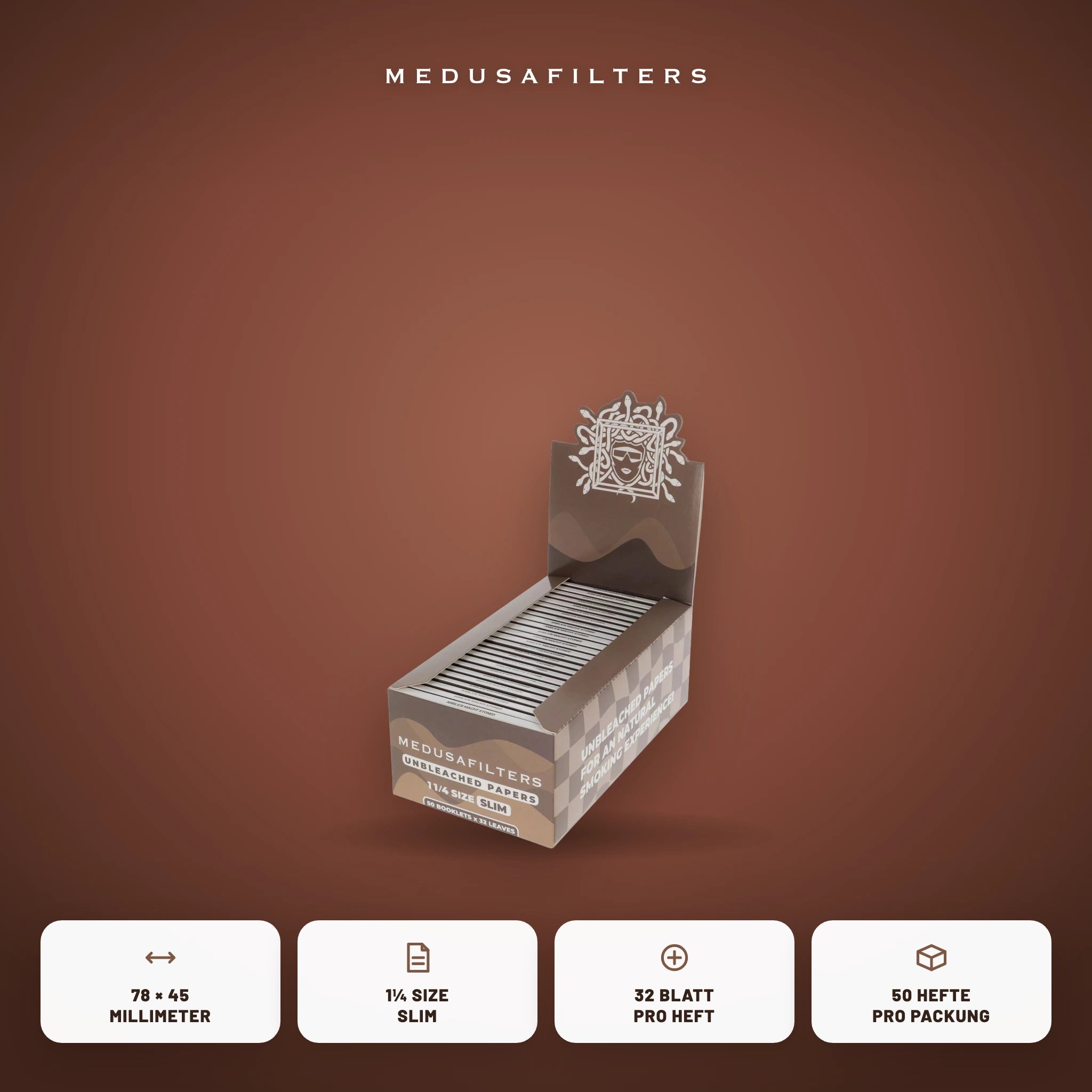 Medusafilters Shortpapers UNBLEACHED – 50er Display – Vorteile
