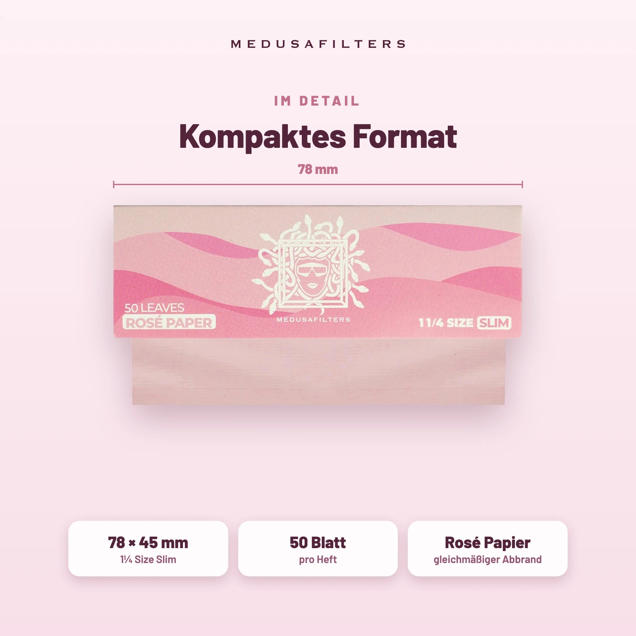 Medusafilters Shortpapers ROSÉ – 1 Heft – Kompaktes Format