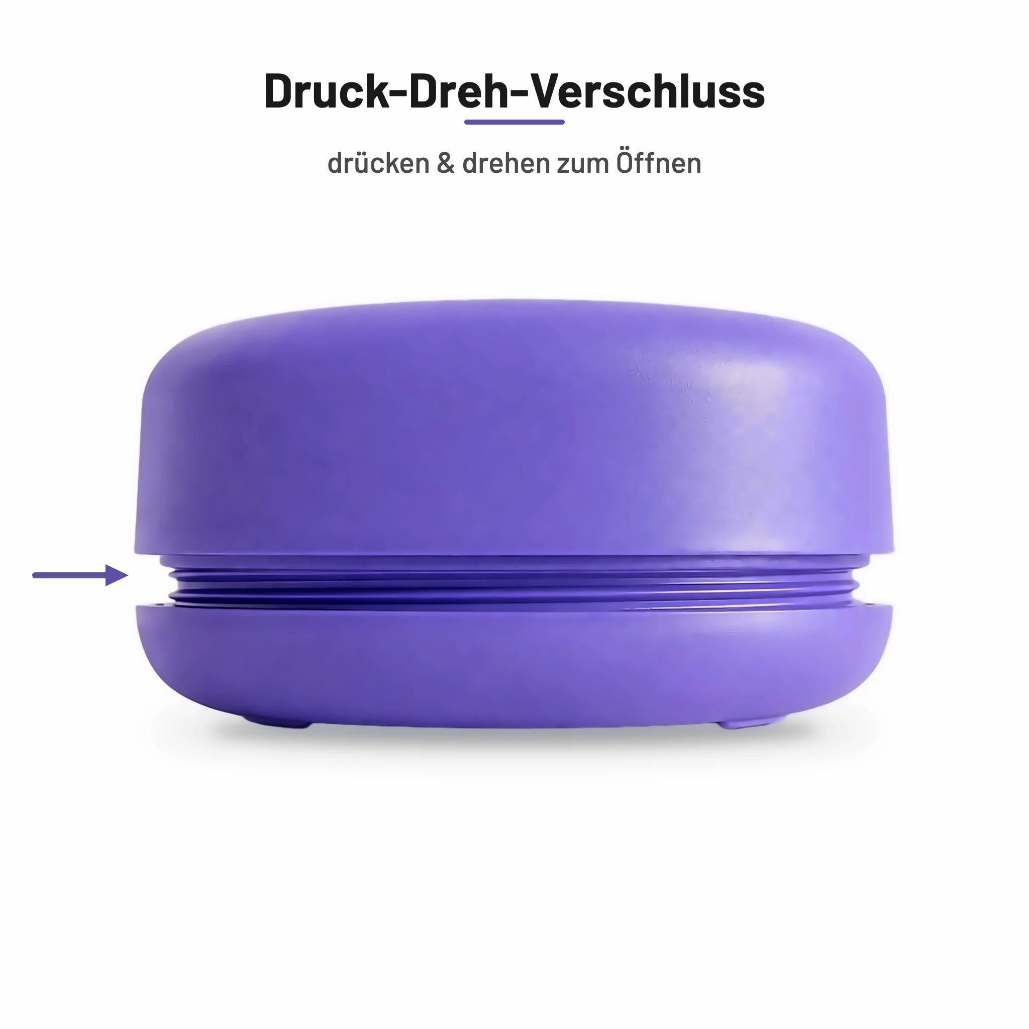 Green Pocket Violet – Druck-Dreh-Verschluss, drücken und drehen zum Öffnen