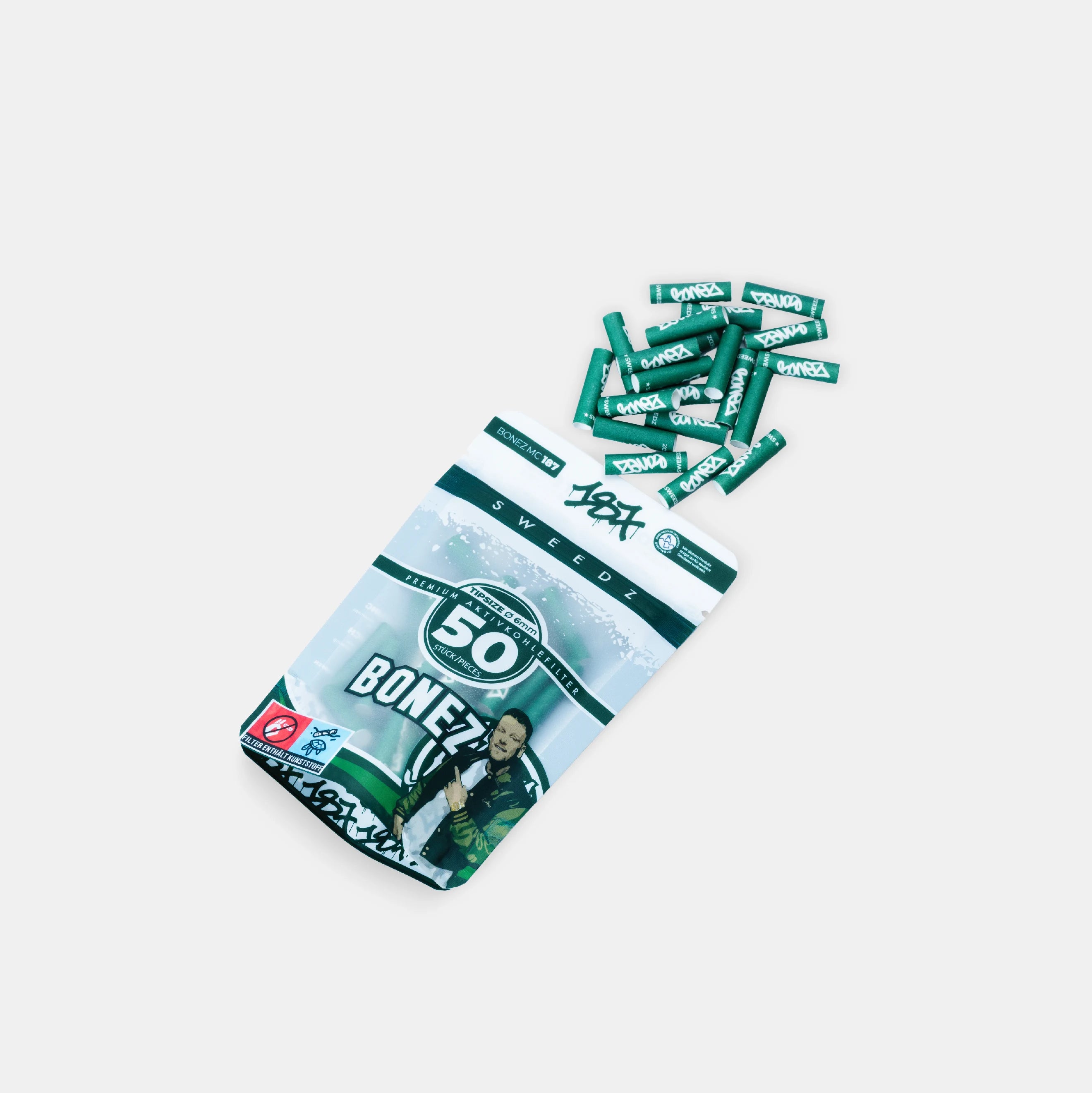 Bonez MC – 187 Sweedz Aktivkohlefilter 6mm (50 Stück)