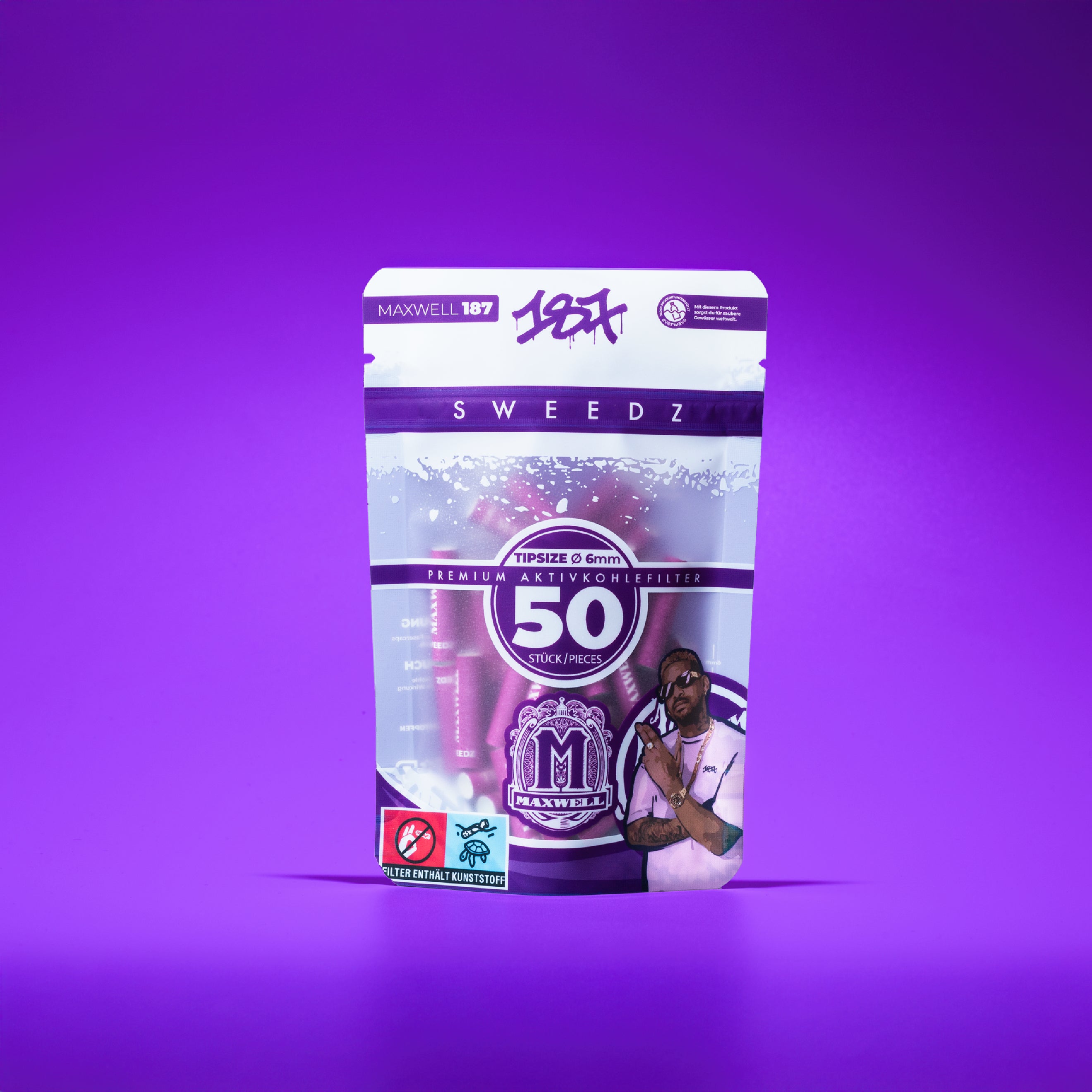 Maxwell – 187 Sweedz Aktivkohlefilter 6mm (50 Stück)