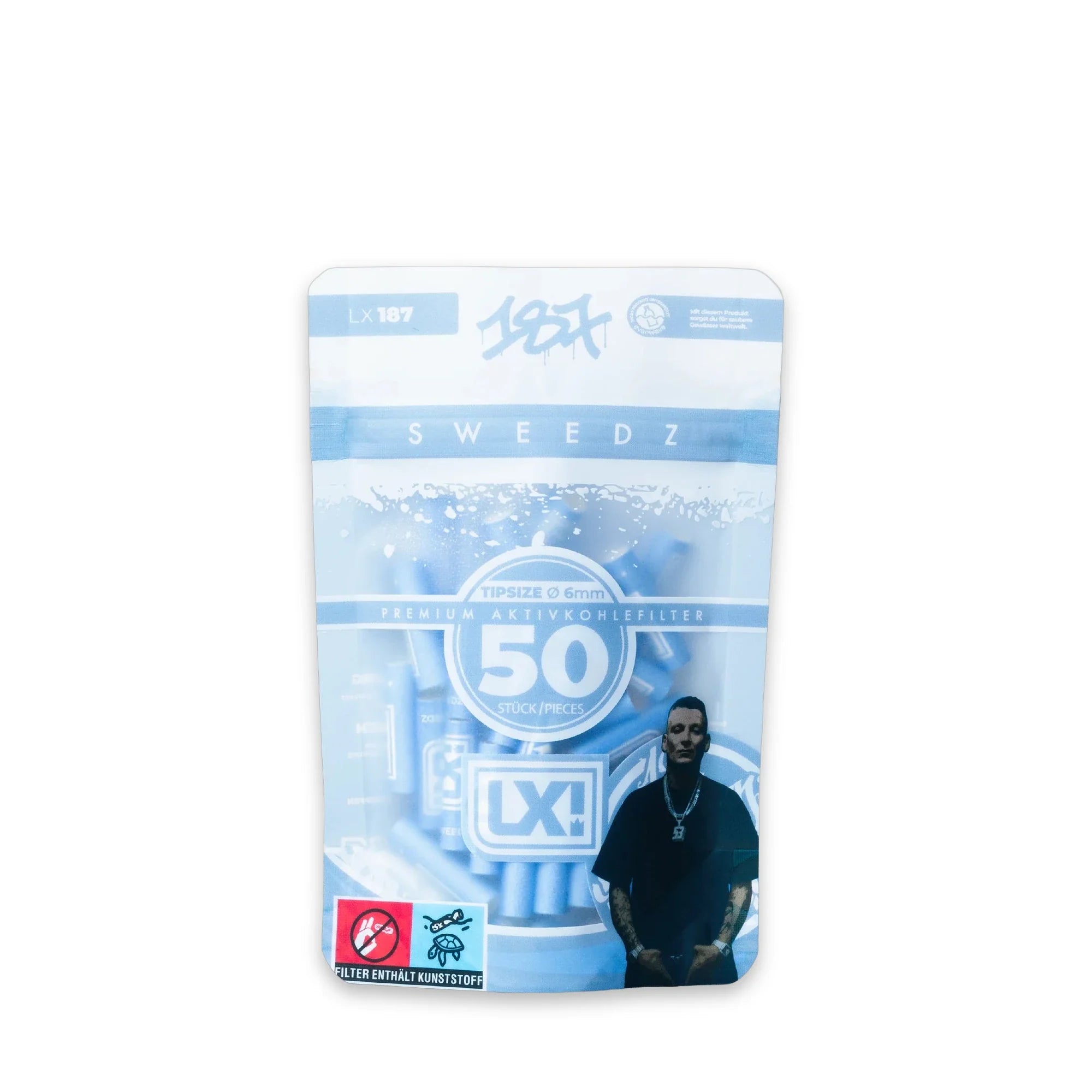 Medusafilters 187 Sweedz LX Edition – 50 Premium Aktivkohlefilter 6 mm, 187 Straßenbande