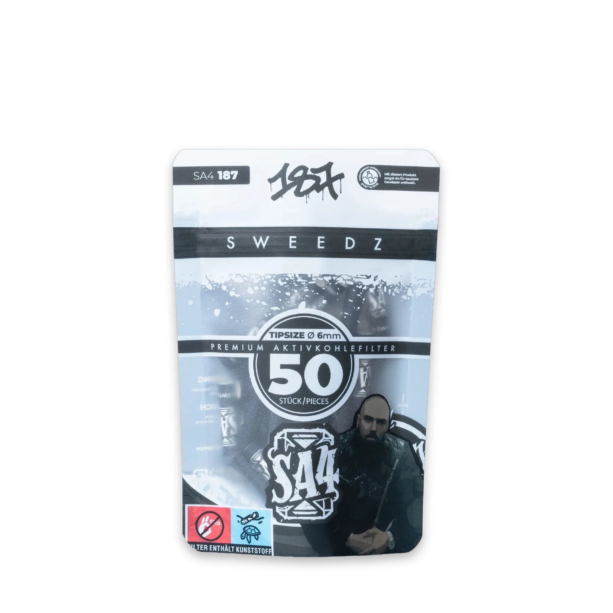 Medusafilters 187 Sweedz SA4 Edition – 50 Premium Aktivkohlefilter 6 mm, 187 Straßenbande