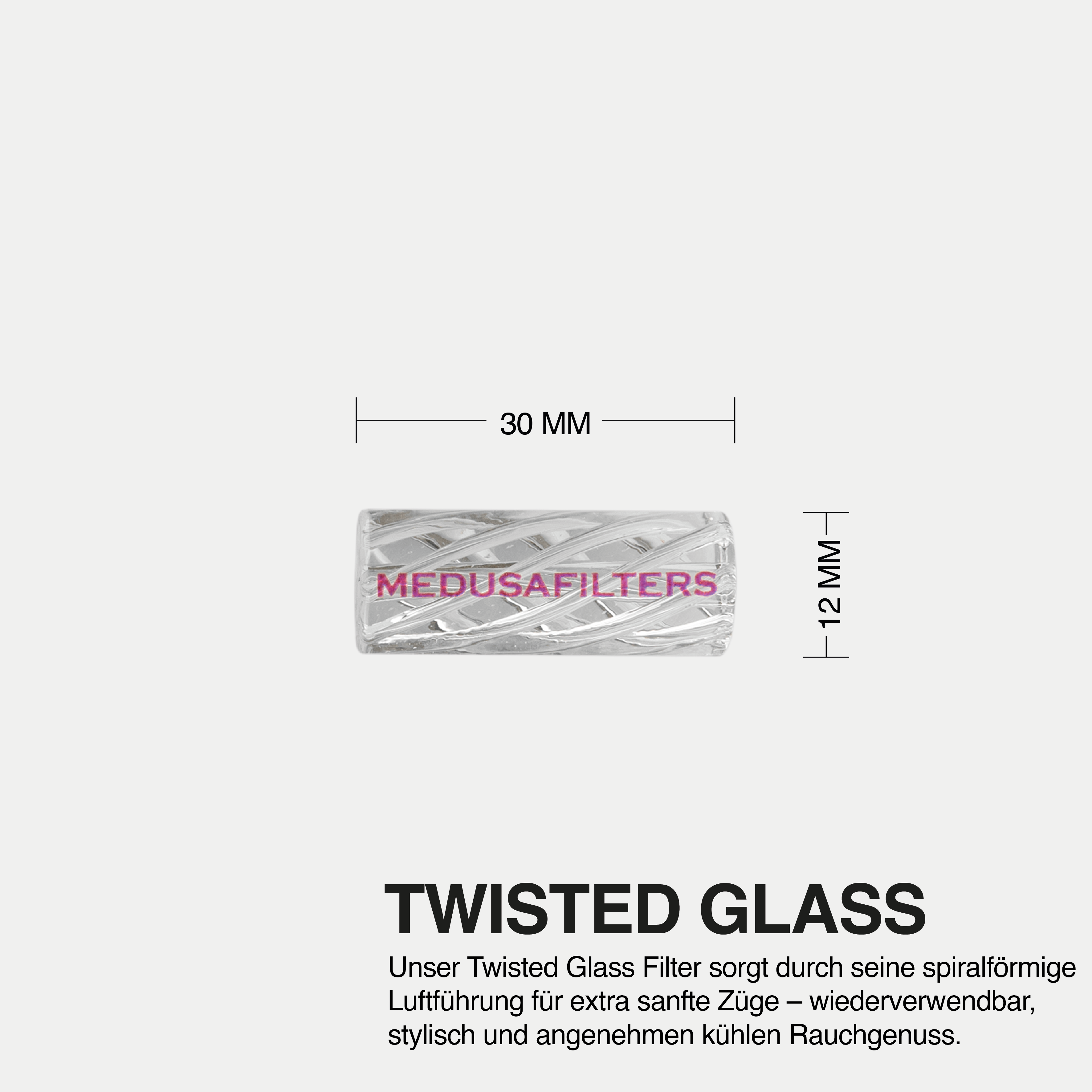 Twisted glass filter 12 mm 