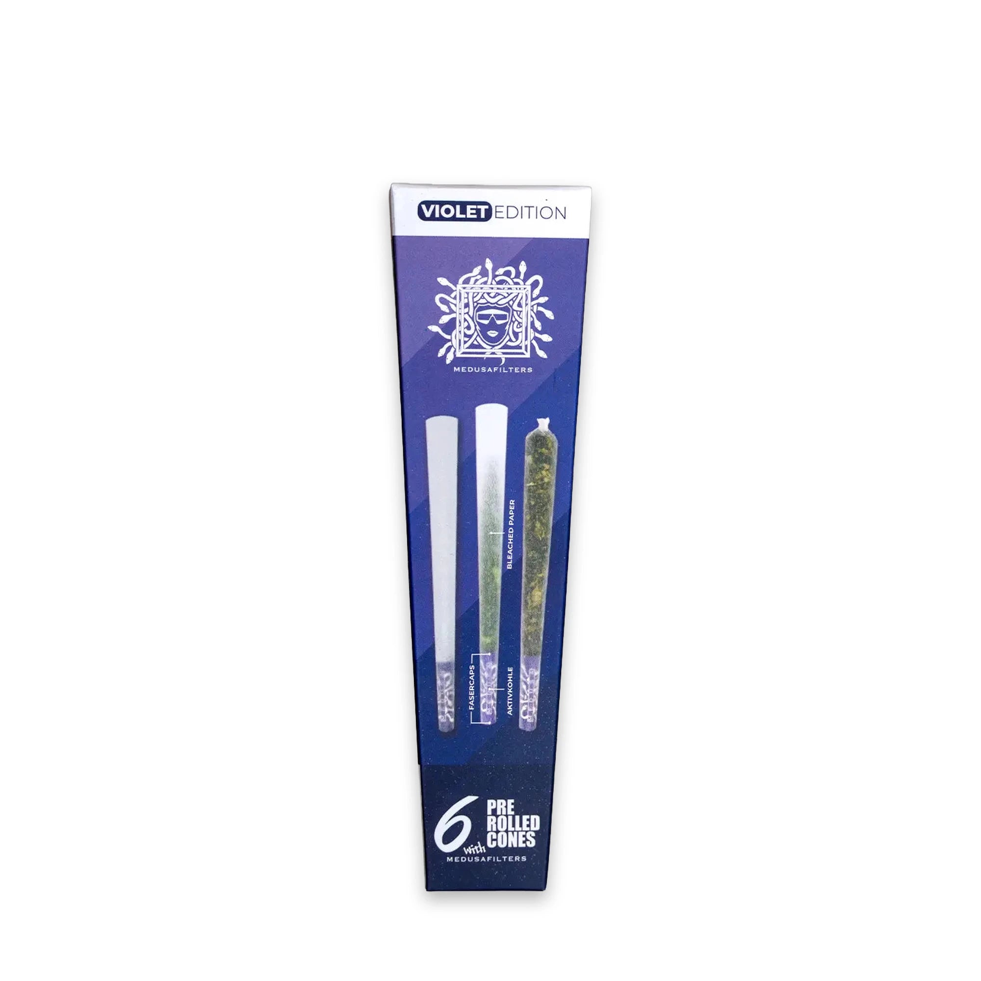 Medusafilters Pre-Rolled Cones Violet Edition – 6 Stück mit Aktivkohlefilter