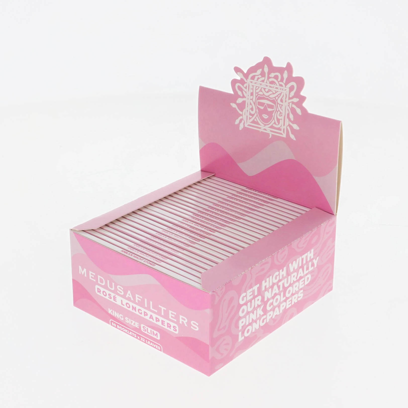 Medusafilters 50 x 32 x Longpapers King Size Slim ROSÉ / PINK gestapelt - Display geöffnet