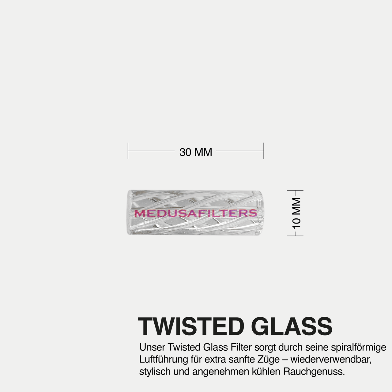 Twisted glass filter 10 mm 