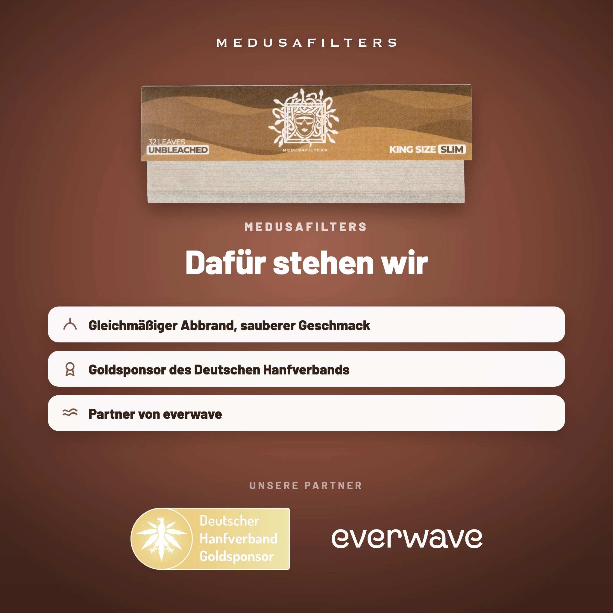 Medusafilters Longpapers King Size Slim ORGANIC – 10er Display – Marke und Partner
