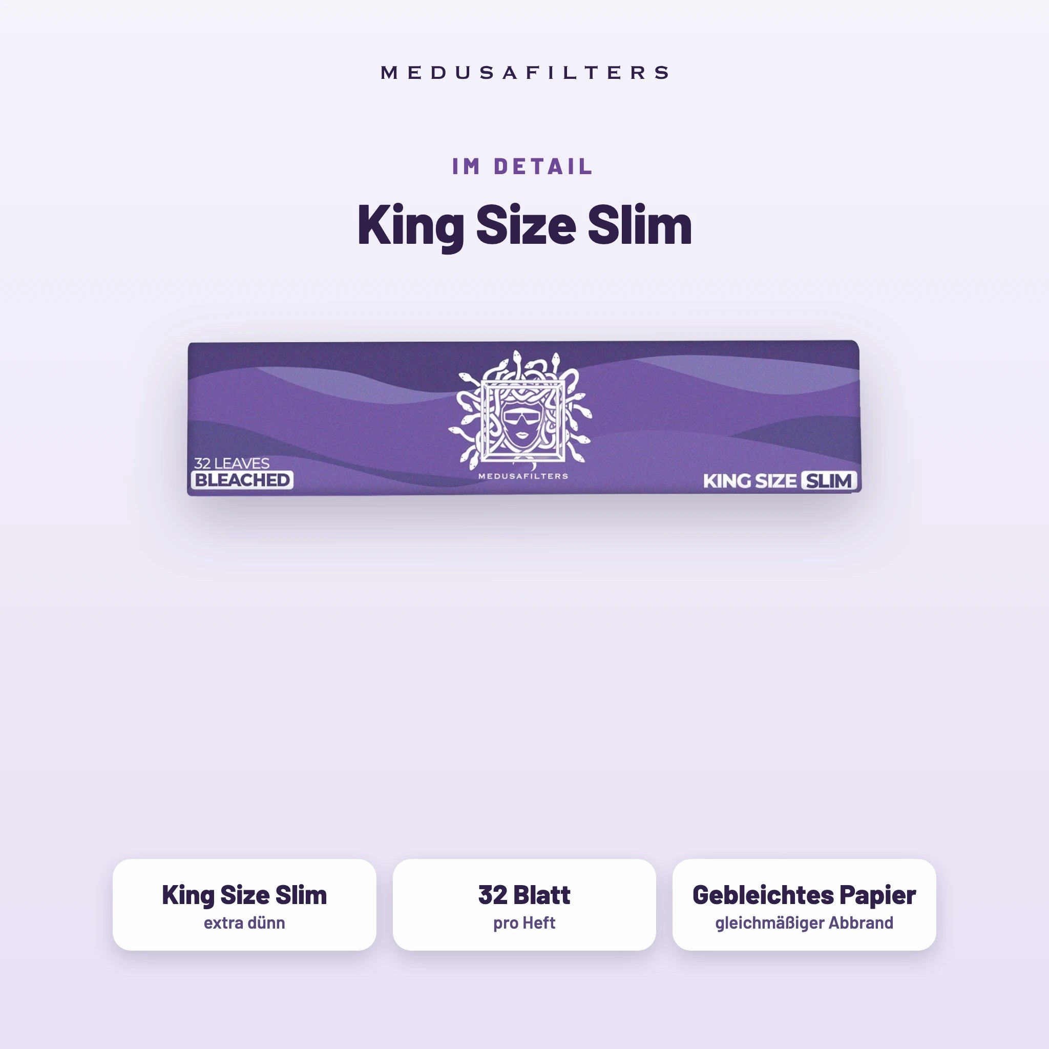 Medusafilters Longpapers King Size Slim VIOLET – 50er Display – King Size Slim