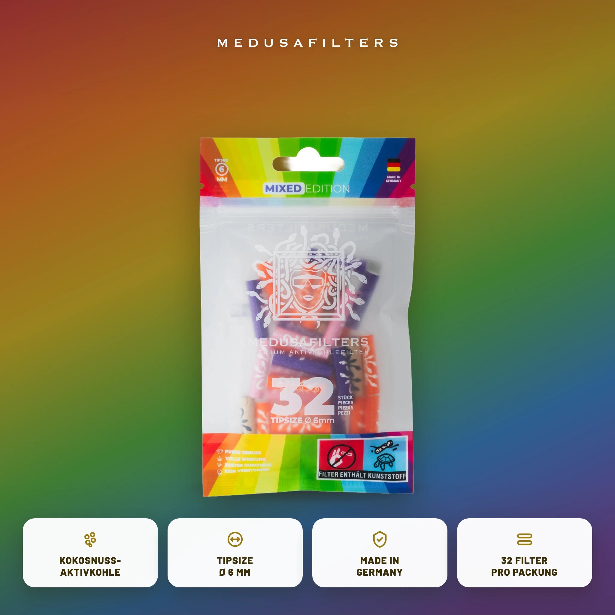 Medusafilters 32er Packung Aktivkohlefilter MIXED Edition – Vorteile