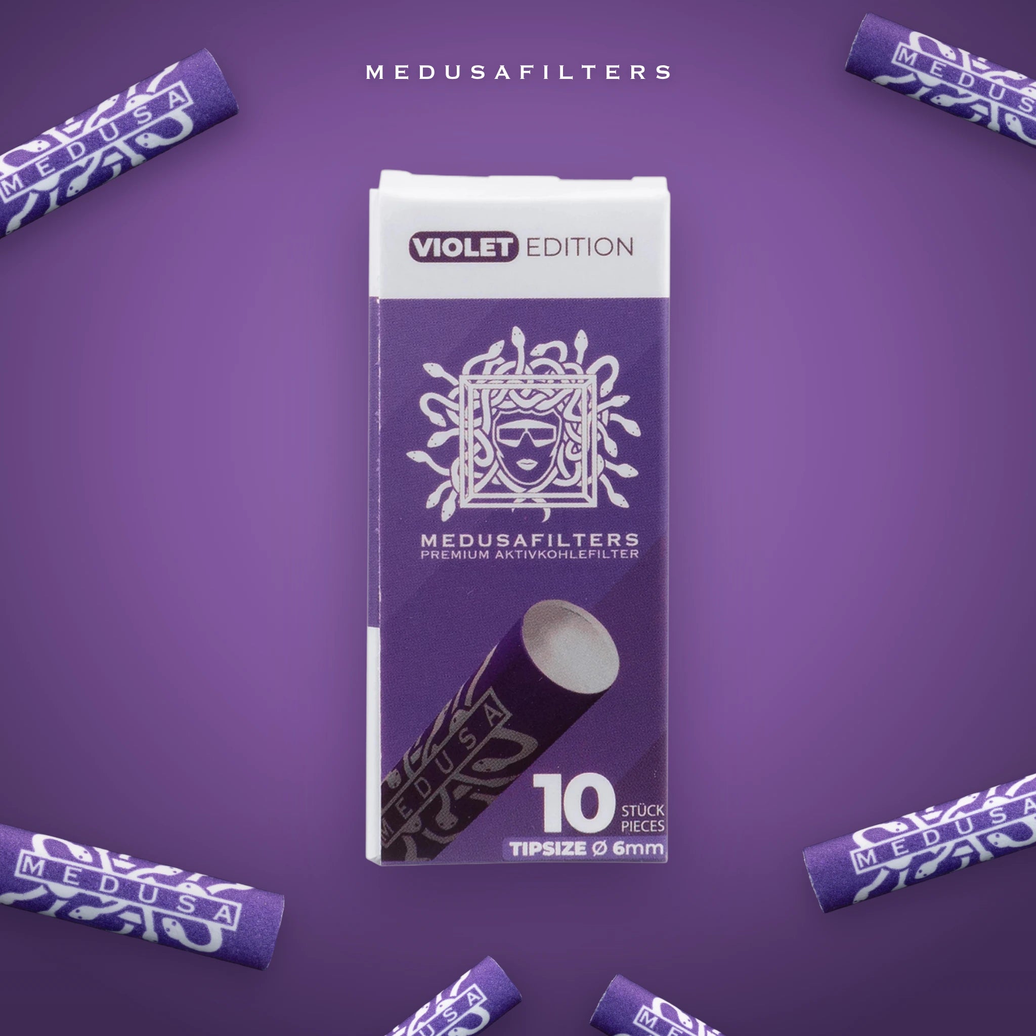 Medusafilters Aktivkohlefilter 6 mm Slim – 10er Pack VIOLET – Filter im Überblick