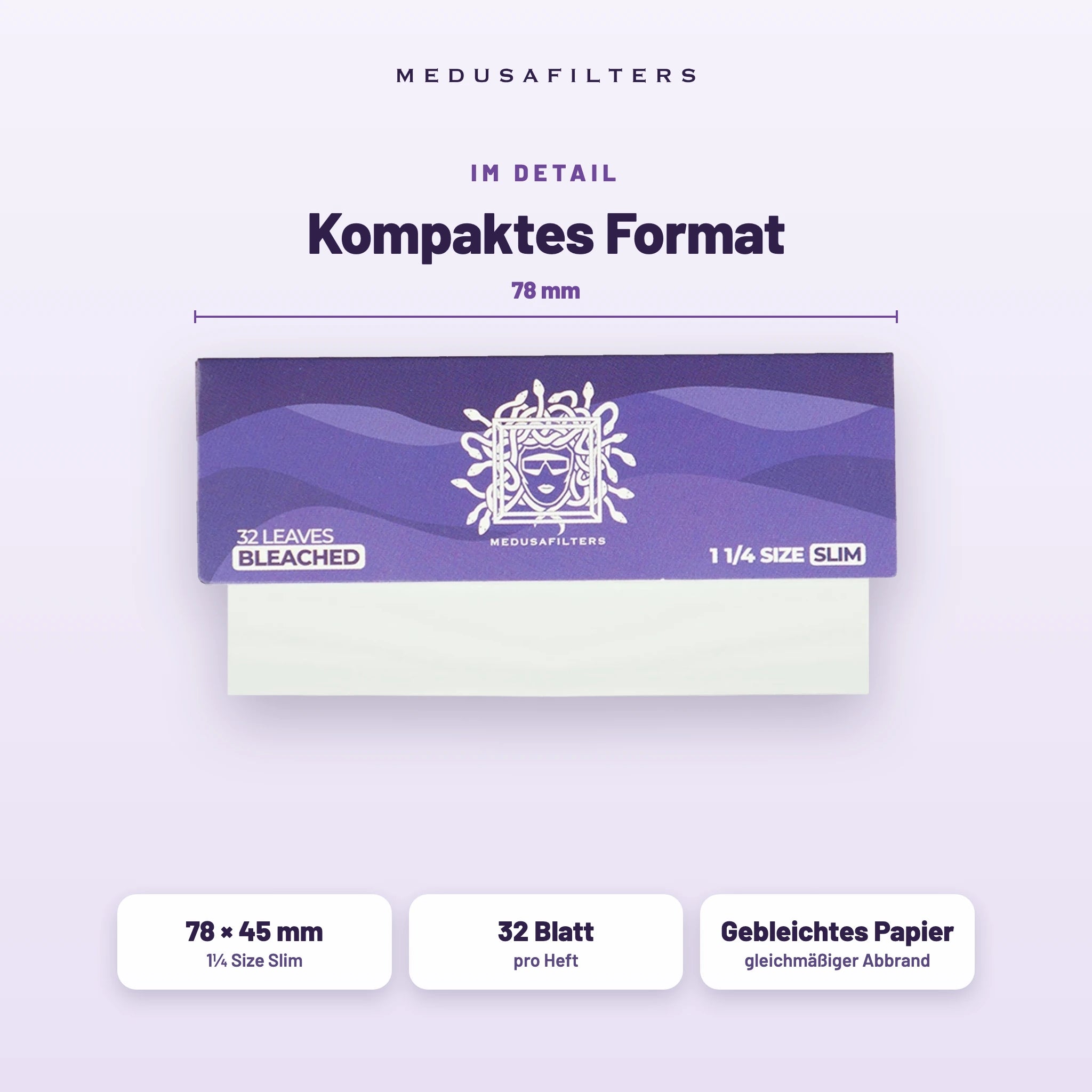 Medusafilters Shortpapers BLEACHED – 50er Display – Kompaktes Format