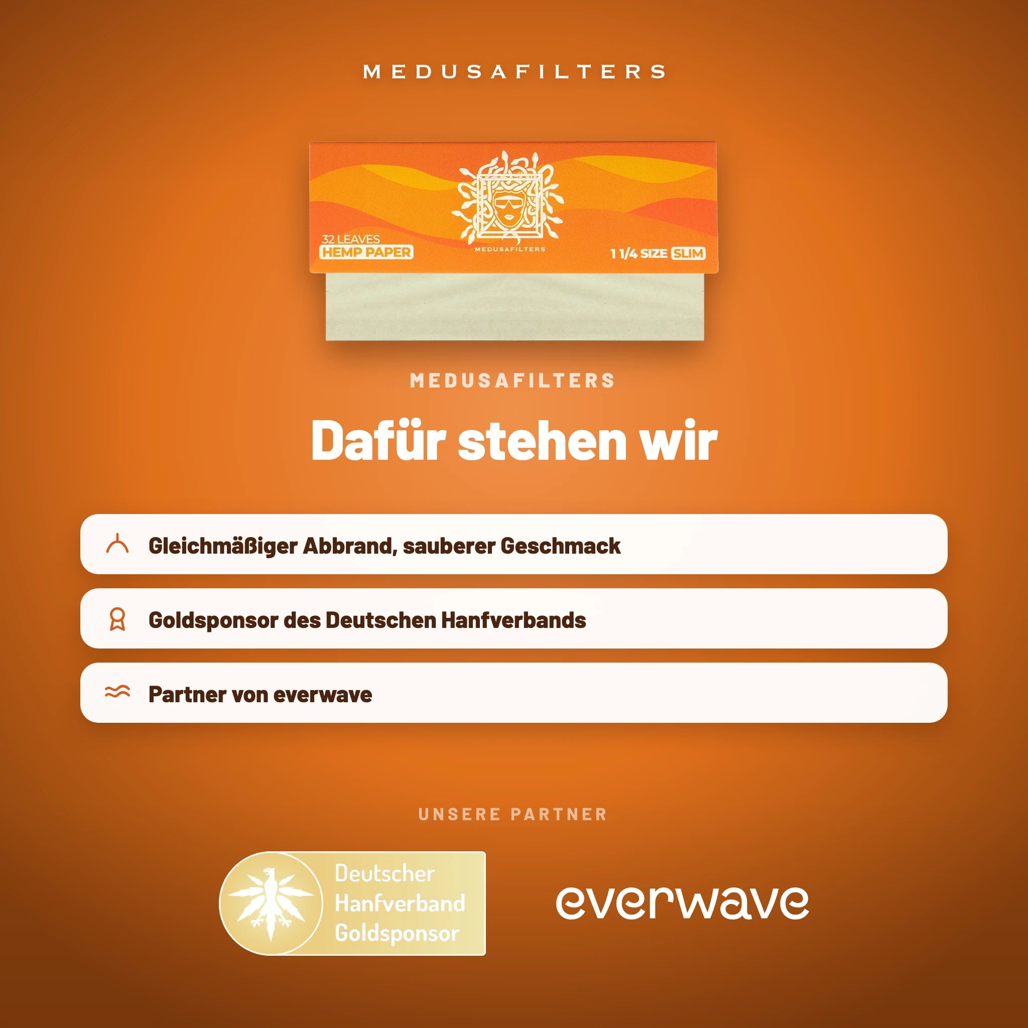 Medusafilters Shortpapers HEMP – 50er Display – Marke und Partner