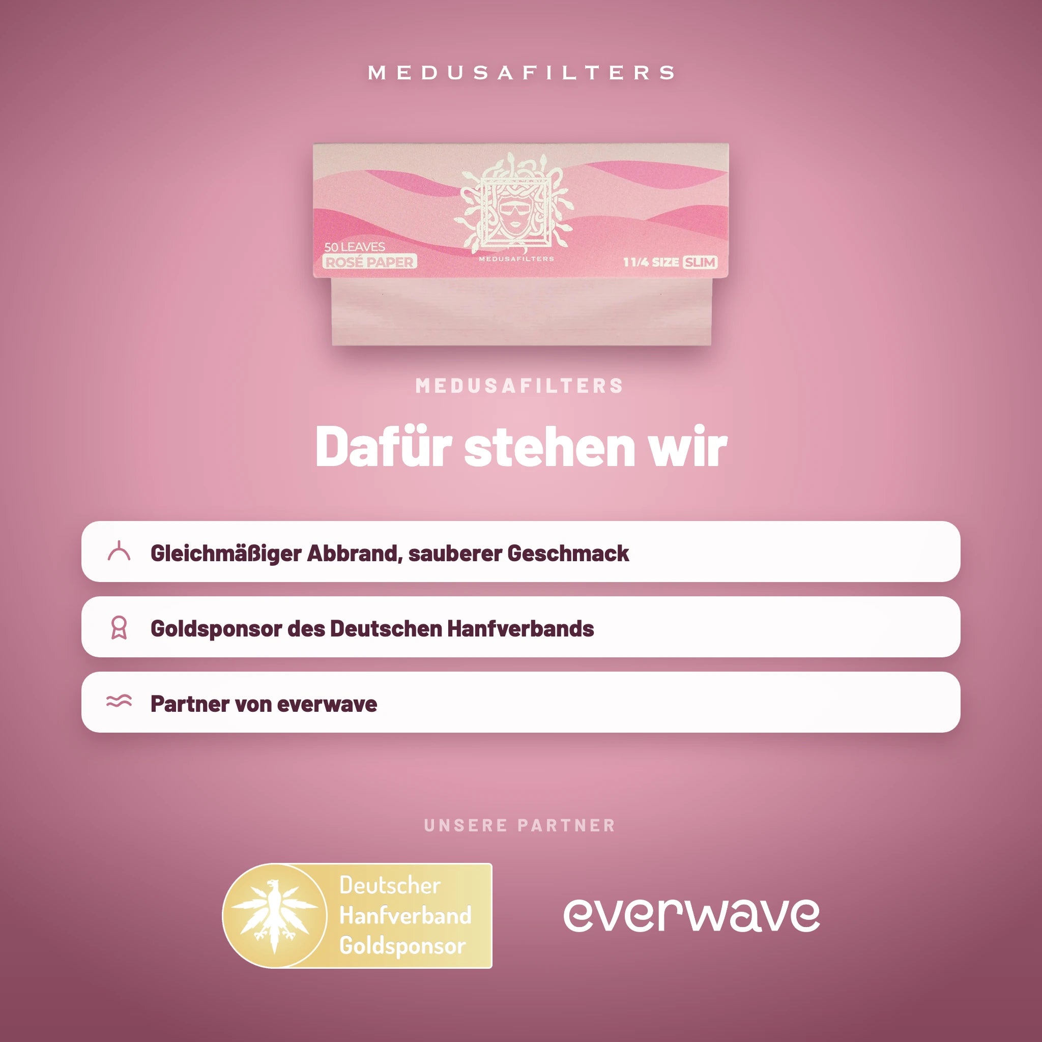 Medusafilters Shortpapers ROSÉ – 50er Display – Marke und Partner