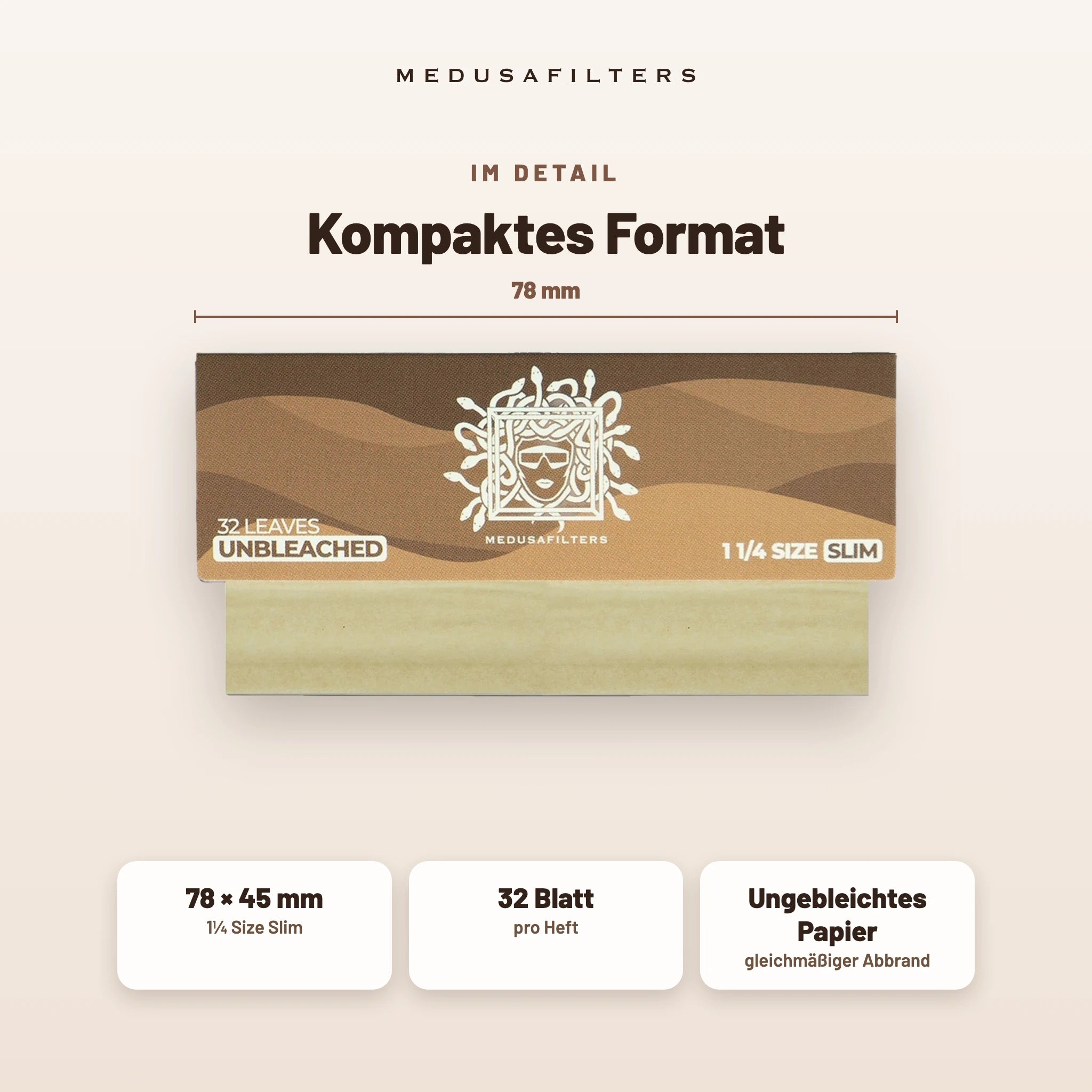Medusafilters Shortpapers UNBLEACHED – 1 Heft – Kompaktes Format