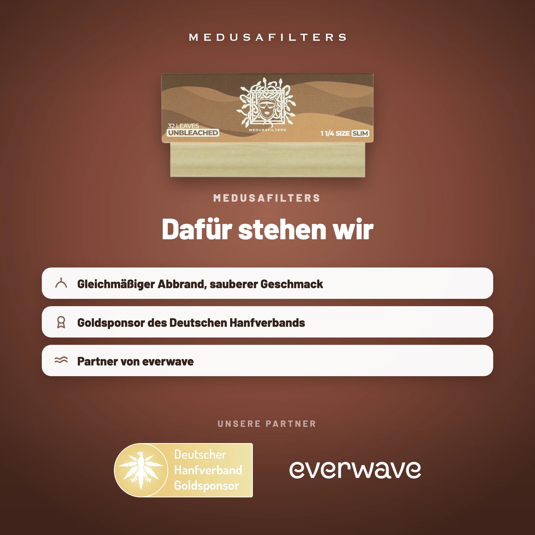 Medusafilters Shortpapers UNBLEACHED – 1 Heft – Marke und Partner